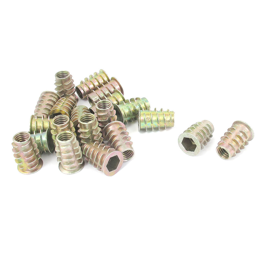 uxcell Uxcell 20 Pcs M8x20mm Zinc Plated Hex Socket Screw in Thread Insert Nut for Wood