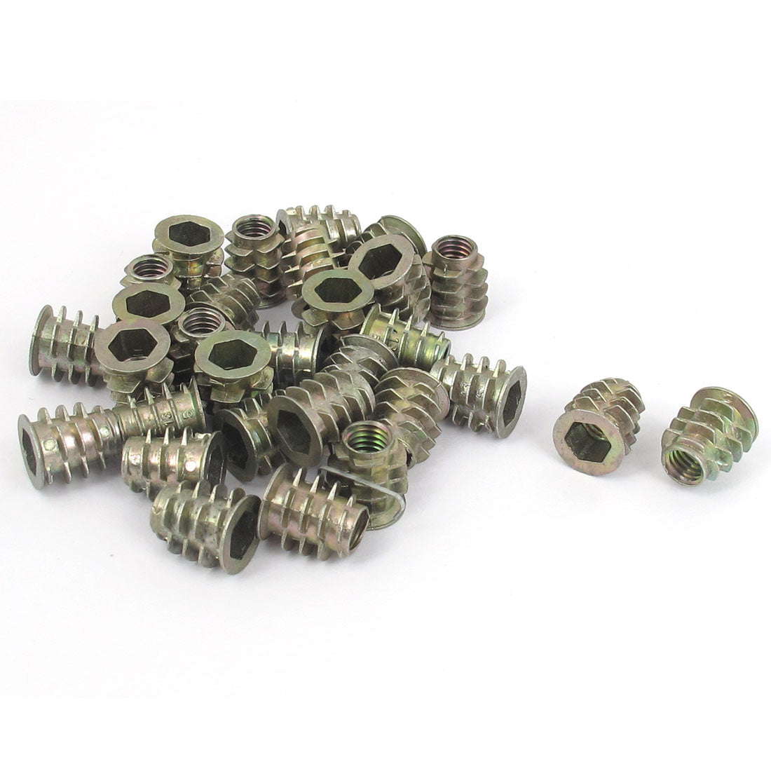 uxcell Uxcell 30 Pcs M6x13mm Zinc Plated Hex Socket Screw in Thread Insert Nut for Wood