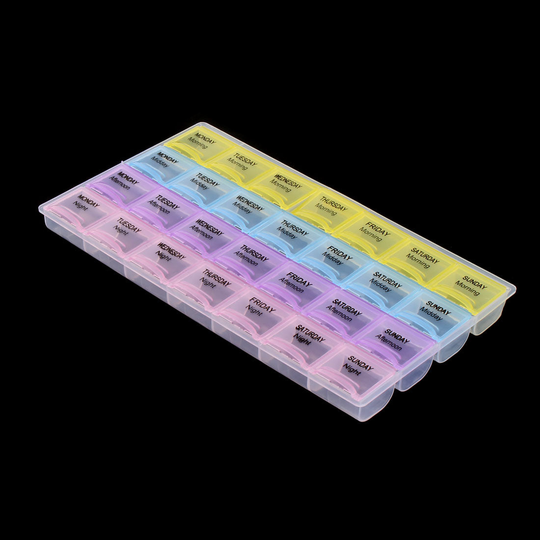 uxcell Uxcell Plastic Rectangle 7 Days 28 Compartments Pill Box Colorful 2 Pcs