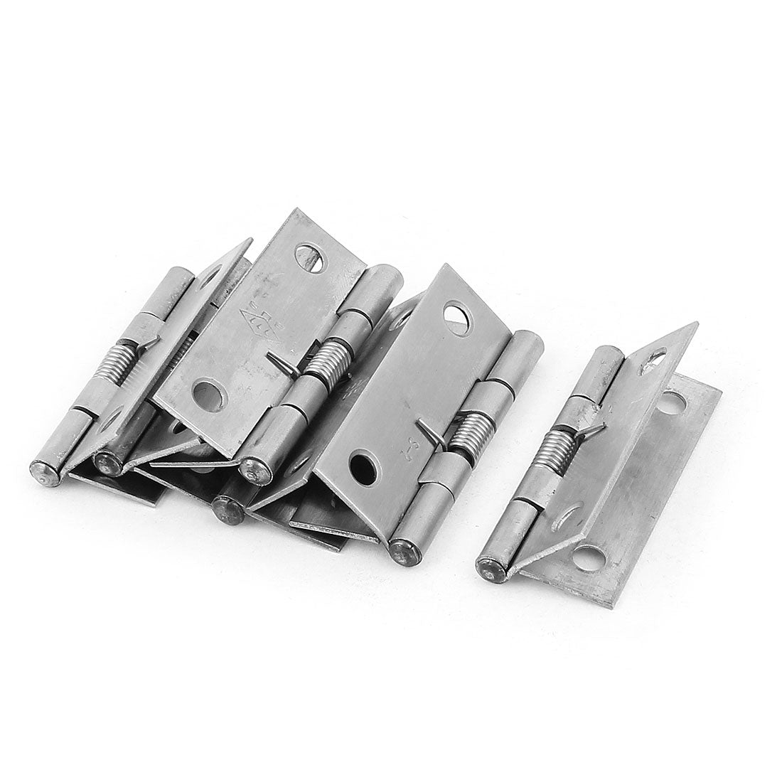 uxcell Uxcell 52mm Long Spring Loaded Cupboard Cabinet Closet Door Hinge Silver Tone 6Pcs