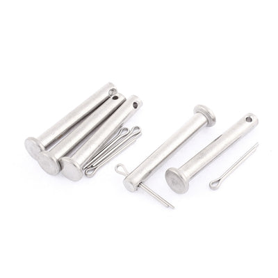 Harfington Uxcell M6x40mm Flat Head 304 Stainless Steel Clevis Pins Fastener 5 Sets