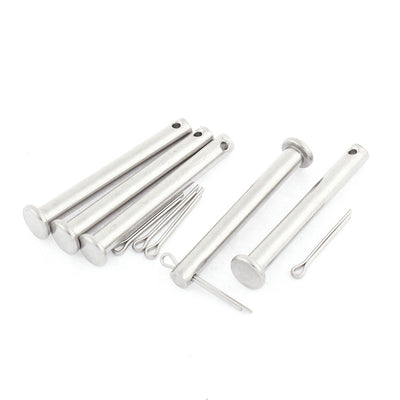 Harfington Uxcell M6x50mm Flat Head 304 Stainless Steel Clevis Pins 5 Sets