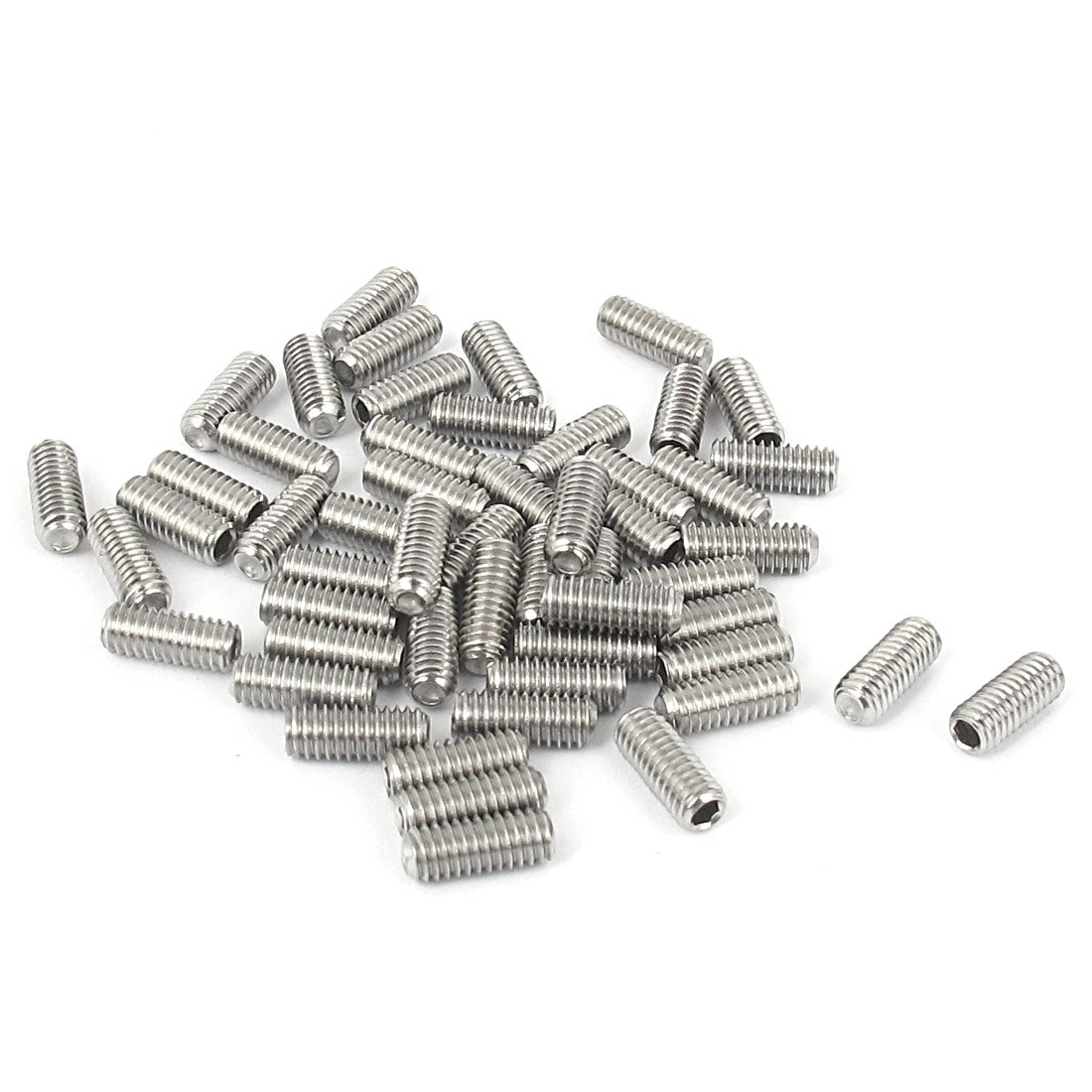 uxcell Uxcell M4x10mm Stainless Steel Hex Socket Set Cup Point Grub Screws Silver Tone 50pcs
