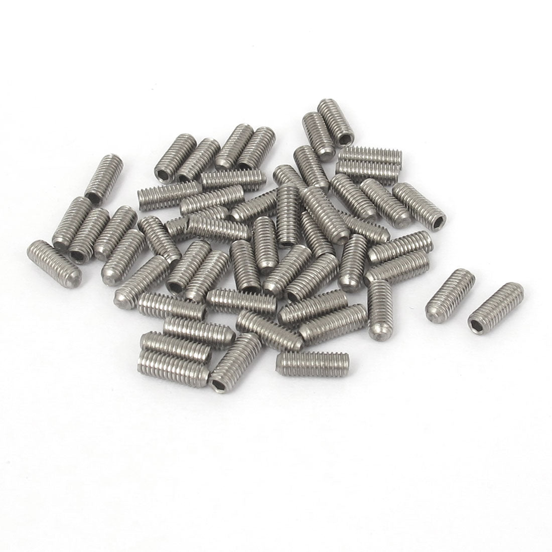 uxcell Uxcell M3x8mm Stainless Steel Hex Socket Set Cap Point Grub Screws Silver Tone 50pcs