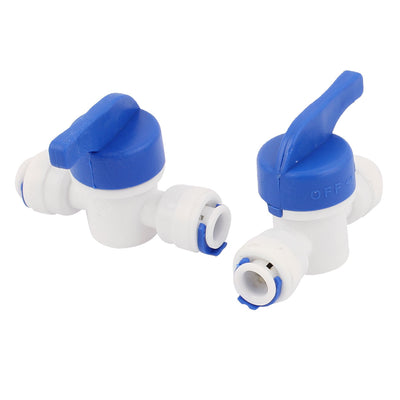 Harfington Uxcell 1/4" 6mm Plastic Hose Pipe Fitting Coupler Ball Valve Blue White 2Pcs
