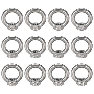 Harfington Uxcell M10 Female Thread 304 Stainless Steel Lifting Eye Nuts Bolt Ring 12pcs