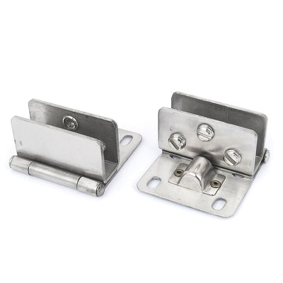 uxcell Uxcell 8-12mm Thickness Metal Wall Mounted Cabinet Glass Clamp Clip Door Hinge 2pcs