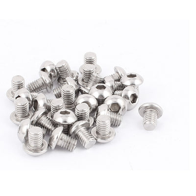 uxcell Uxcell 30 Pcs M8 x 10mm Silver Tone Full Thread Stainless Steel Button Head Socket Cap Screw