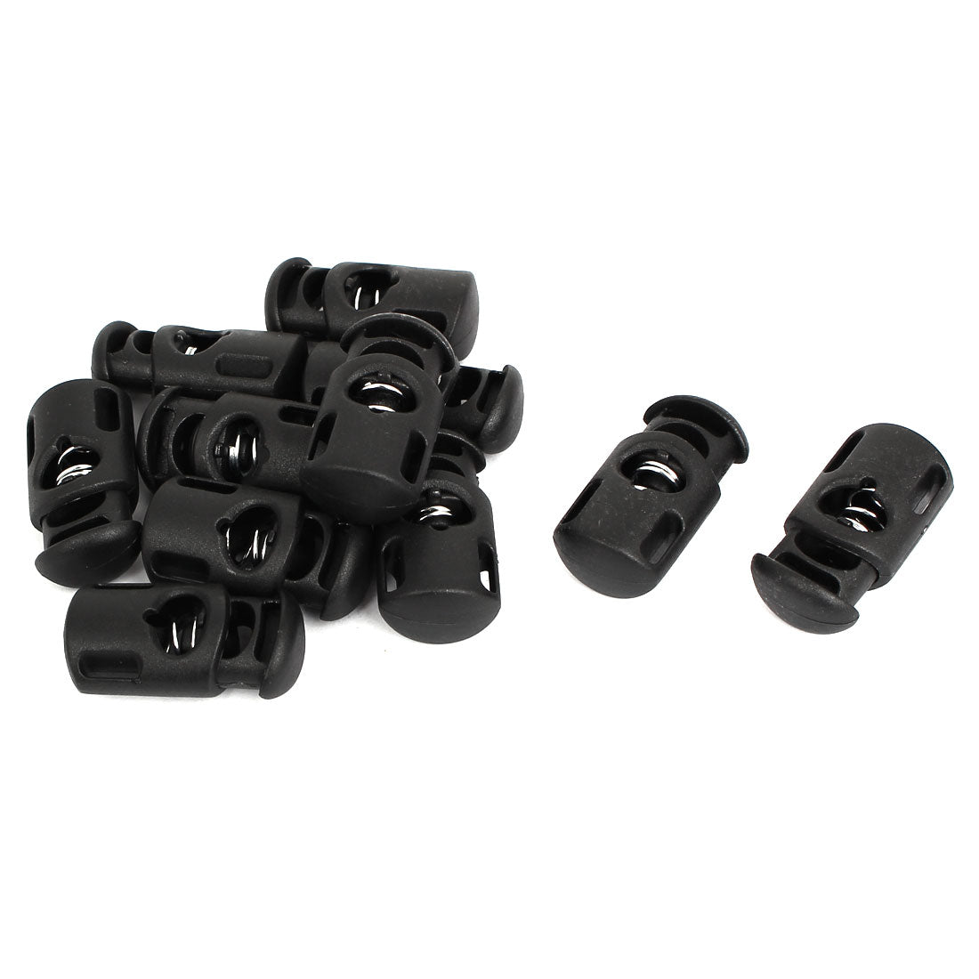 uxcell Uxcell Spring Loaded Plastic Cord Lock Drawstring Stopper Toggle End Black 11Pcs