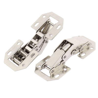 Harfington Uxcell 2 Pcs Silver Tone Metal 90 Degree Open Easy Mount Concealed Hinges for Cupboard Door Furniture Kitchen Cabinet