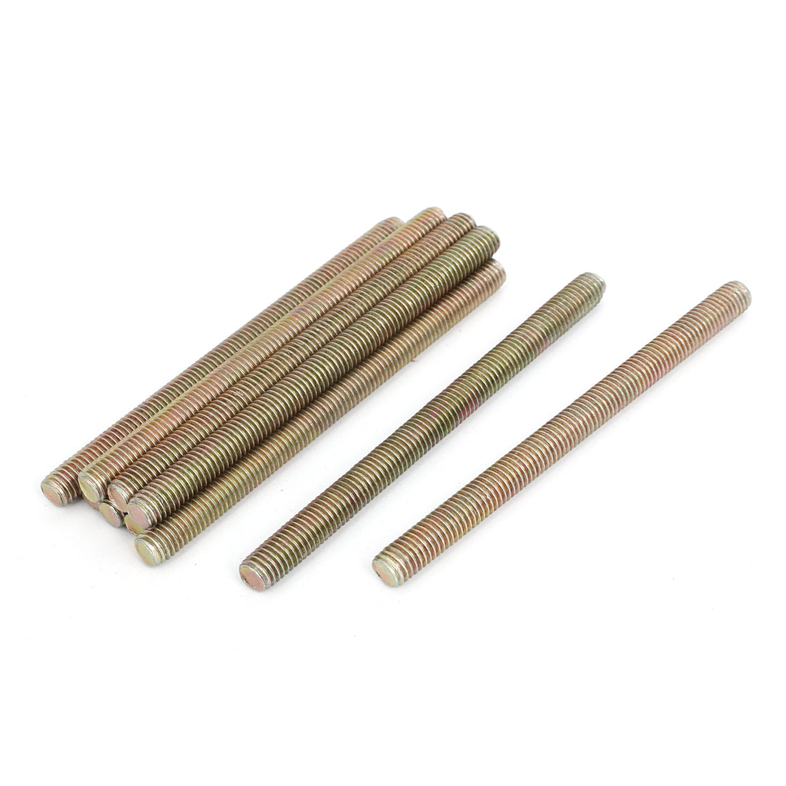 uxcell Uxcell 1.25mm Pitch M8 x 110mm Male Threaded All Thread Rod Bar Stud Bronze Tone 10Pcs
