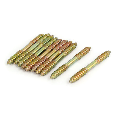Harfington Uxcell M8 x 73mm Double Ended Thread Wood to Wood Furniture Fixing Dowel Screw 10Pcs