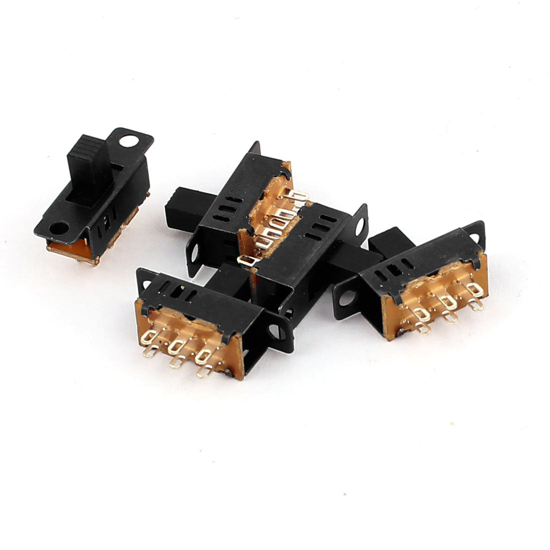 uxcell Uxcell 5pcs DPDT 3 Position 6 Terminals Panel Mount Horizontal Slide Switch