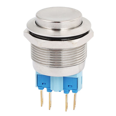 Harfington Uxcell 5A 250VAC 22mm DPST Momentary Metal Pushbutton Switch Raised Head Silver Tone