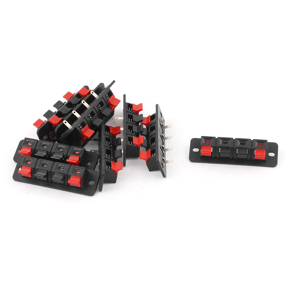 uxcell Uxcell 10pcs 4 Terminal Single Row Spring Loaded Push in Type Stereo Speaker Socket Connector Board