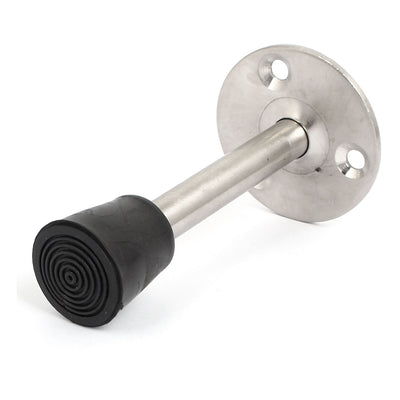 Harfington Uxcell Stainless Steel Rubber Round Base Floor Mounted Door Stop Stopper 90mm Long
