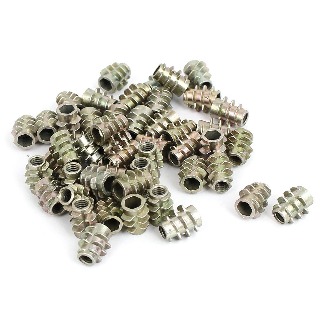 uxcell Uxcell M4x10mm Zinc Plated Hex Socket Screw in Thread Insert Nut 50pcs for Wood