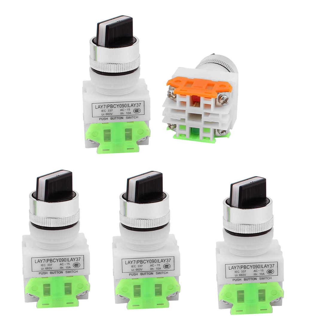 uxcell Uxcell AC 660V 10A NO/NC DPST 2 Position Latching Selector Rotary Switch 5PCS