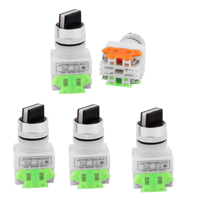 Harfington Uxcell AC 660V 10A NO/NC DPST 2 Position Latching Selector Rotary Switch 5PCS