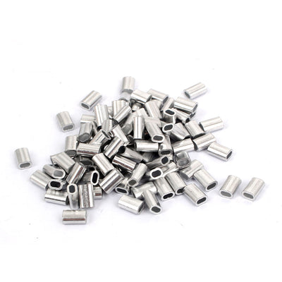 Harfington Uxcell M1.5 Aluminium Wire Rope Sleeves Ferrule Fittings Loop Cable Crimps 100 Pcs