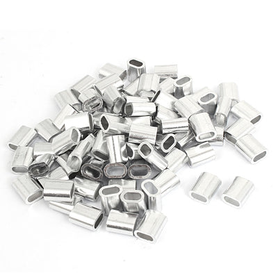 Harfington Uxcell 80pcs M4 Oval Aluminum Sleeves Clamps for 4mm Wire Rope Swage Clip