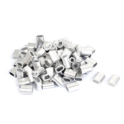 Harfington Uxcell 80 Pcs Aluminium Wire Rope Ferrules Crimping sleeves for 6mm Steel Cable