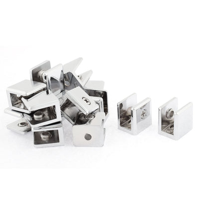 Harfington Uxcell 10mm Thickness Glass Shelf Bracket Support Clip Clamp Silver Tone 16pcs