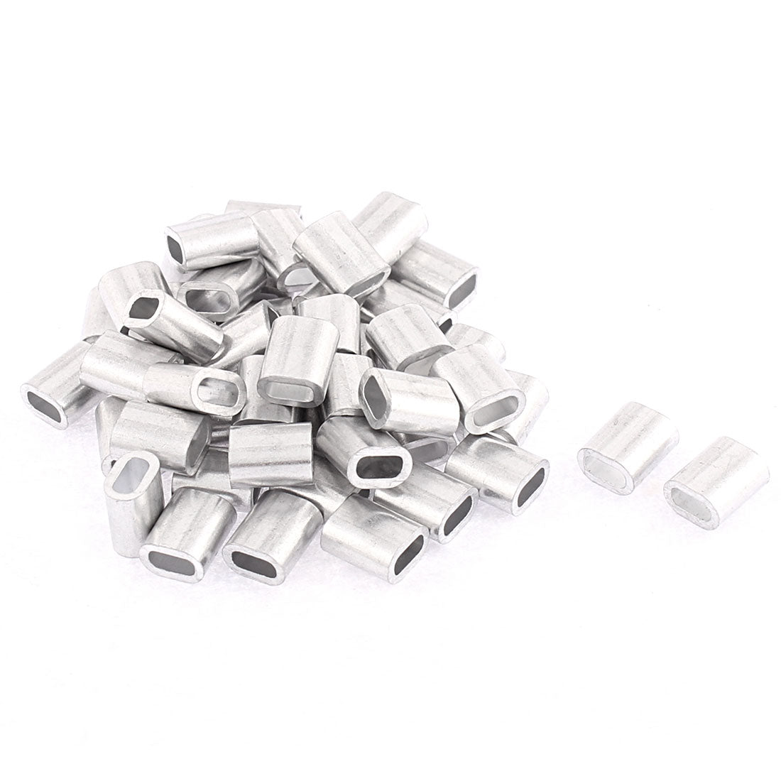 uxcell Uxcell 2.5mm Steel Wire Rope Aluminum Ferrules Sleeves Fittings Loop Clip 50 Pcs