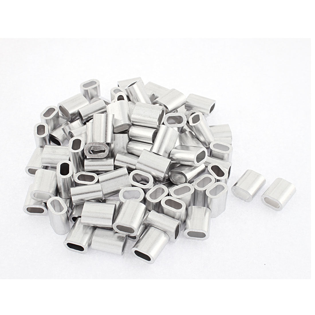uxcell Uxcell 5mm 1/5" Steel Wire Rope Aluminum Ferrules Sleeves Fittings Loop 100 Pcs
