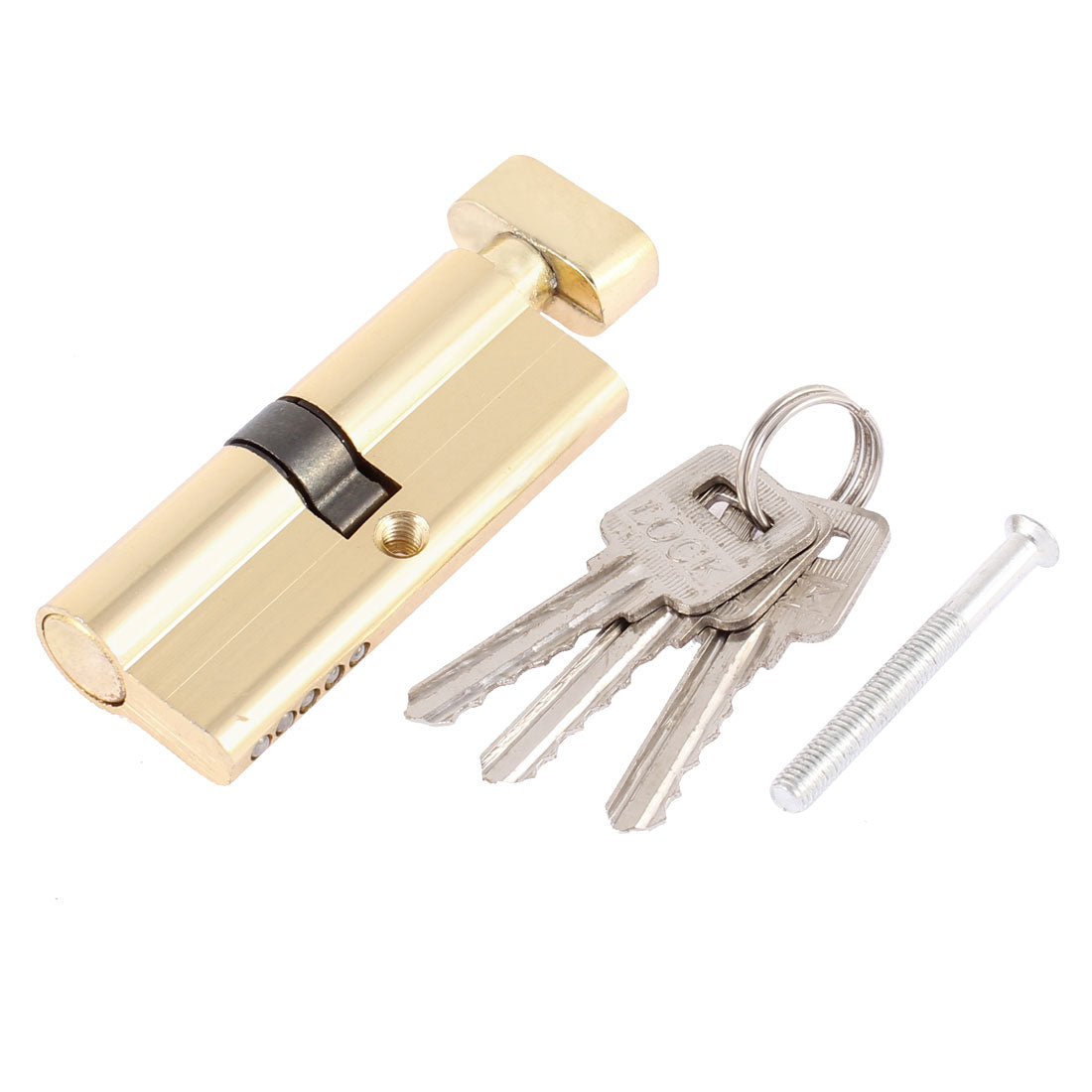 uxcell Uxcell 85mm Long Anti-theft Security Metal Door Lock Cylinder Gold Tone w Keys