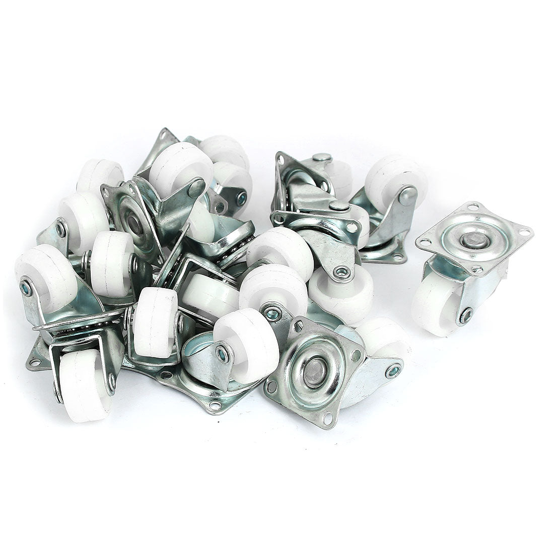uxcell Uxcell 1" Hard Nylon Base Metal Top Plate Bearing Caster Wheels 20 Pcs