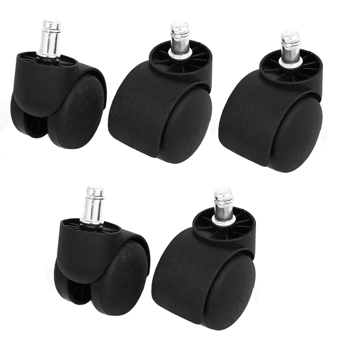uxcell Uxcell 11mm x 22mm Grip Ring Stem Office Chair Swivel Twin Wheel Caster Replacement 5 Pcs