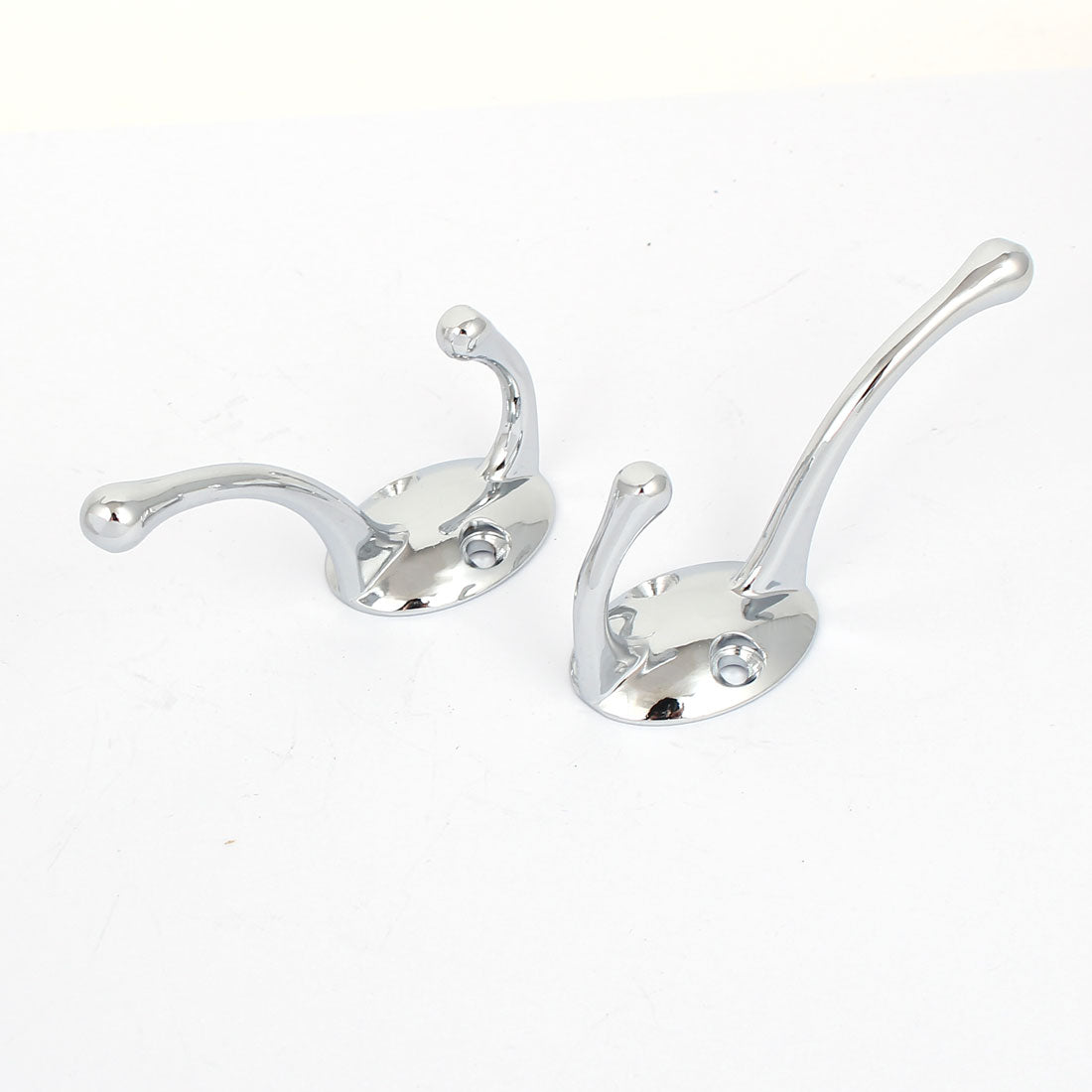 uxcell Uxcell Wall Mount Chrome Finished Double Hooks Hanger 10 Pcs for Hat Coat Clothes Towel