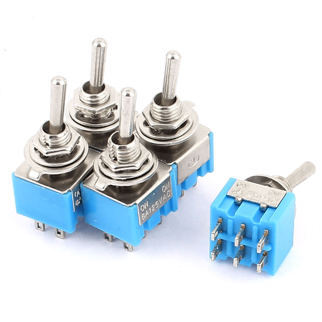 uxcell Uxcell 5 Pcs AC125V 6A DPDT ON-ON 2 Positions 6 Terminals Latching Miniature Toggle Switch