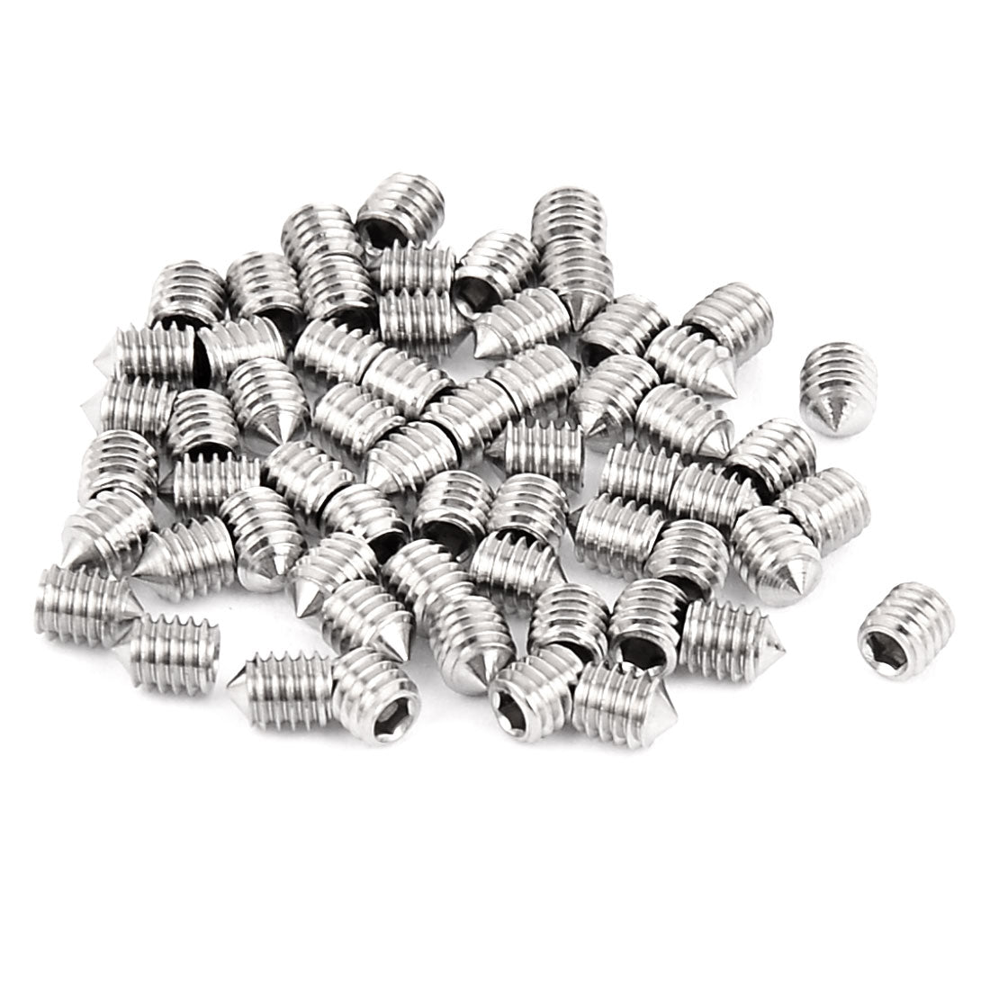 uxcell Uxcell 60pcs M4 x 5mm 304 Stainless Steel Hex Socket Cone Point Grub Screw