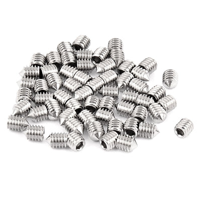 Harfington Uxcell 60pcs M4 x 5mm 304 Stainless Steel Hex Socket Cone Point Grub Screw