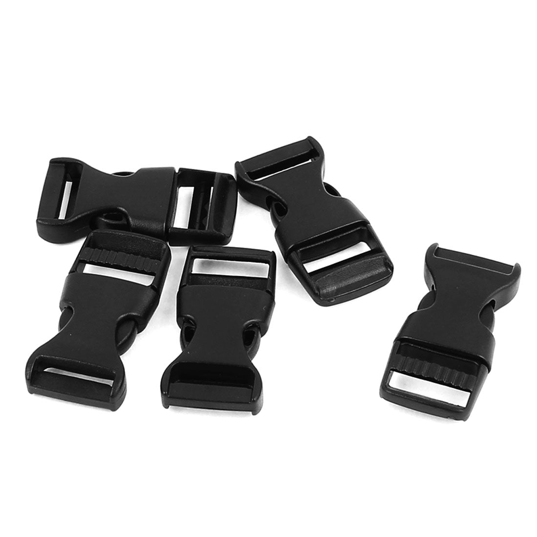 uxcell Uxcell 5pcs Black Plastic Pack Bag Side Quick Release Clasp Buckles for 15mm Webbing Strap Band
