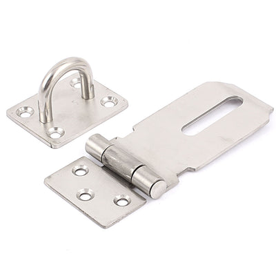 Harfington Uxcell Silver Tone Metal Door Cupboard Cabinet Clasp Gate Safety Padlock Latch Hasp Staple