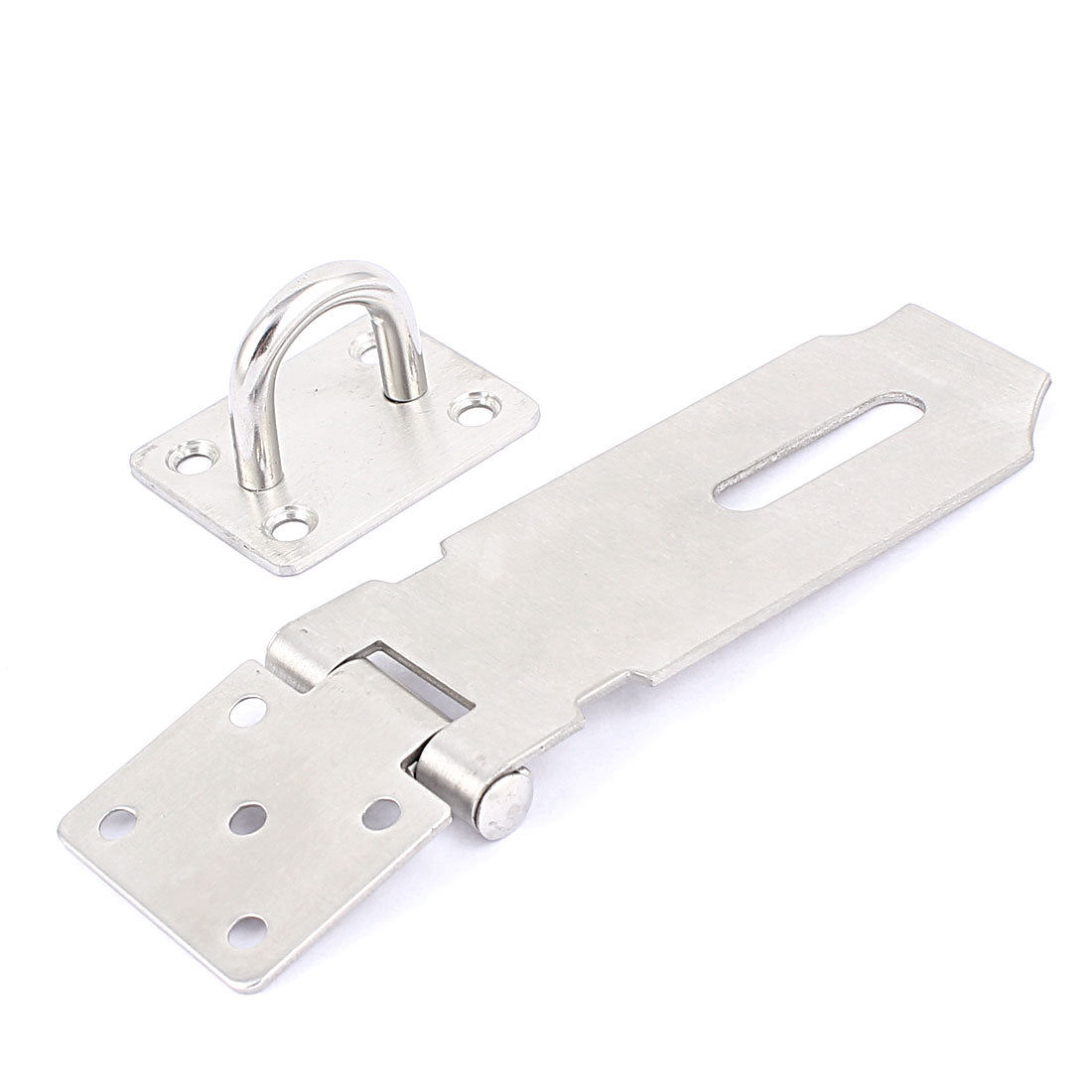uxcell Uxcell 14cm Length Silver Tone Metal Door Cupboard Cabinet Clasp Gate Lock Padlock Latch Hasp Staple