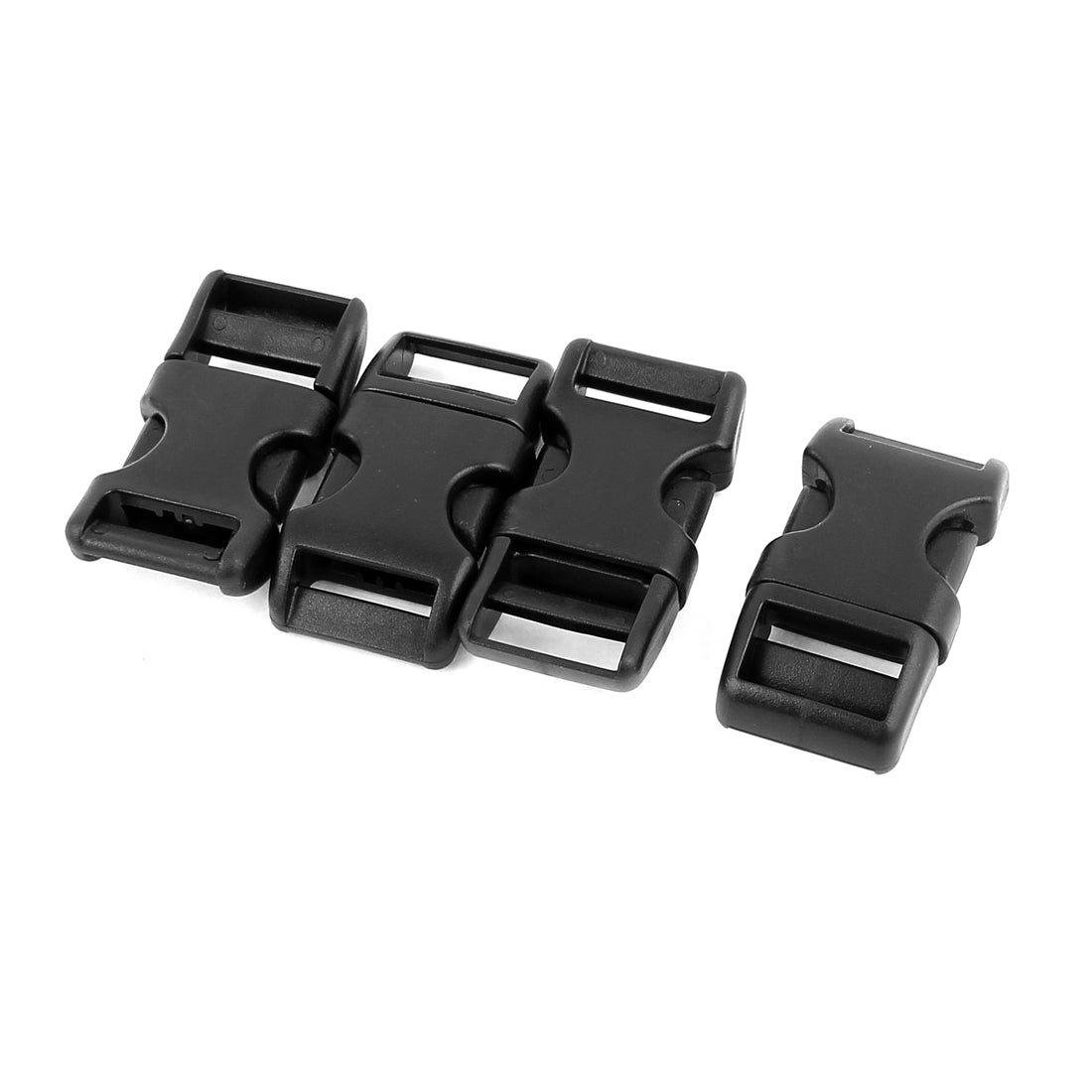 uxcell Uxcell 4pcs Black Plastic Curved Side Quick Release Clasp Buckles for 16mm Webbing Strap Band