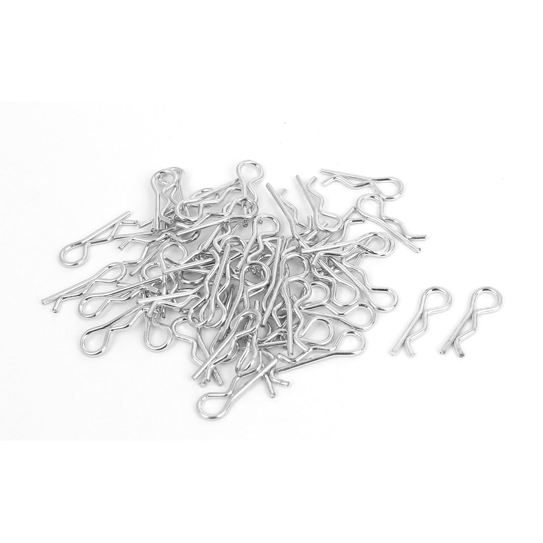 uxcell Uxcell 1mm x 16mm Hair Pin Shaped Zinc Plated Cotter Clip Silver Tone 50pcs