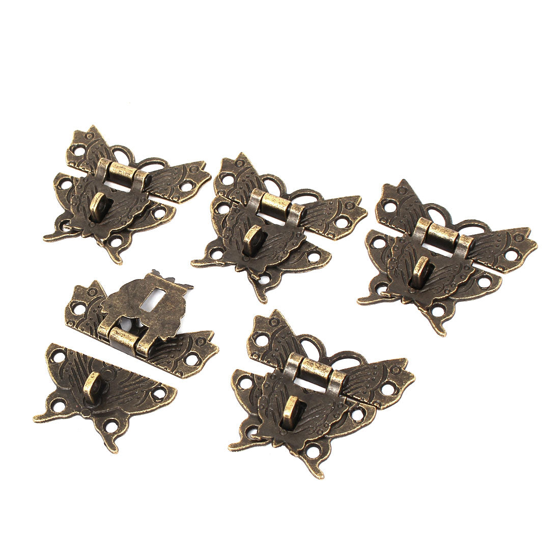 uxcell Uxcell Wooden Case Box Butterfly Shape Hasp Lock Latch Bronze Tone 5pcs