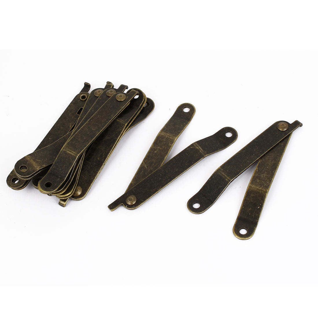 uxcell Uxcell 10pcs Furniture Box Rotatable Folding Lid Support Hinge Bronze Tone 143mm Long