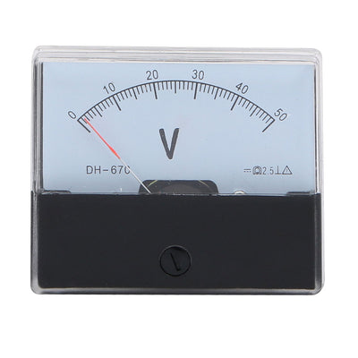 Harfington Uxcell DH-670 DC 0-50V Rectangular Analog Volt Voltage Needle Panel Meter Voltmeter
