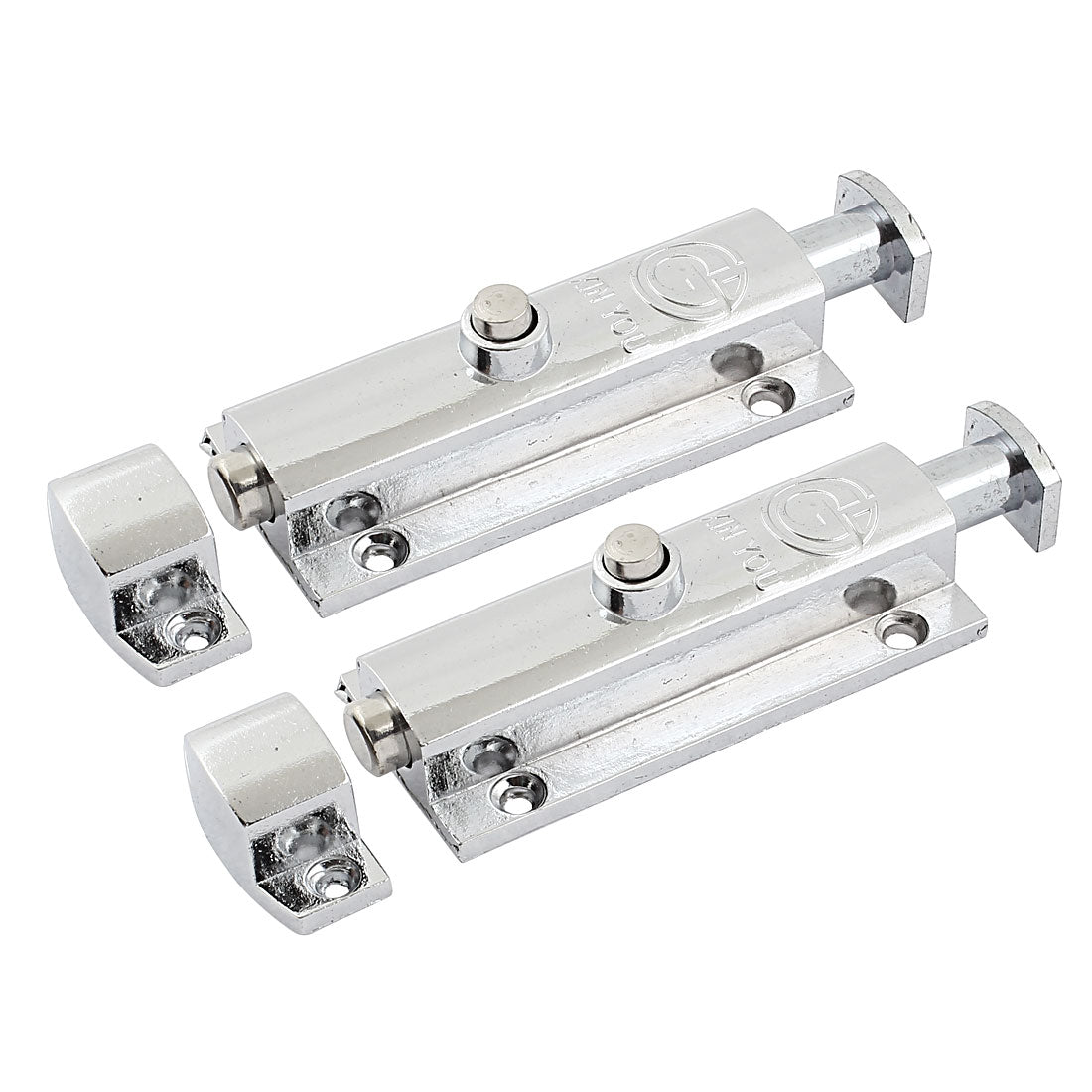 uxcell Uxcell Window Door Security 4" Length Automatic Barrel Bolt Latch Lock Silver Tone 2pcs