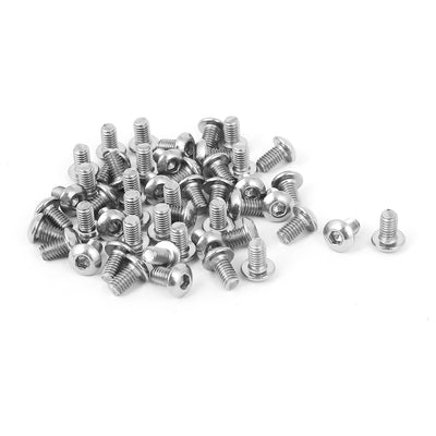 uxcell Uxcell 50 Pcs M3 x 5mm Full Thread Stainless Steel Button Head Socket Cap Screw