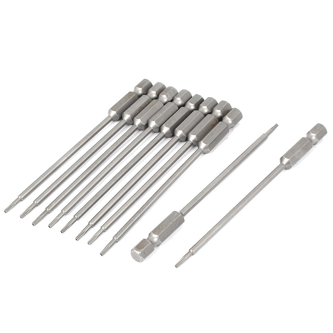 uxcell Uxcell 100mm Length 1/4" Hex Shank T6 Magnetic Torx Security Screwdriver Bits 10pcs
