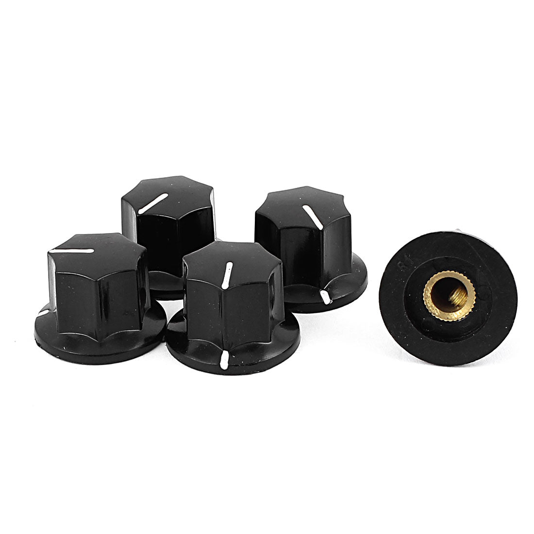 uxcell Uxcell 5 Pcs Potentiometer Control Switch Volume Caps Knurled Button Cap 6mm Diameter Black