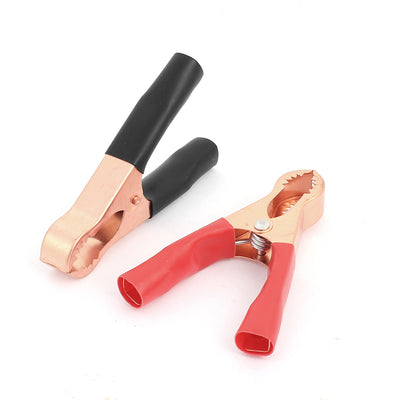 Harfington Uxcell 2 Pcs Copper Plated Insulated Car Battery Clips Alligator Clamps 10A Red Black