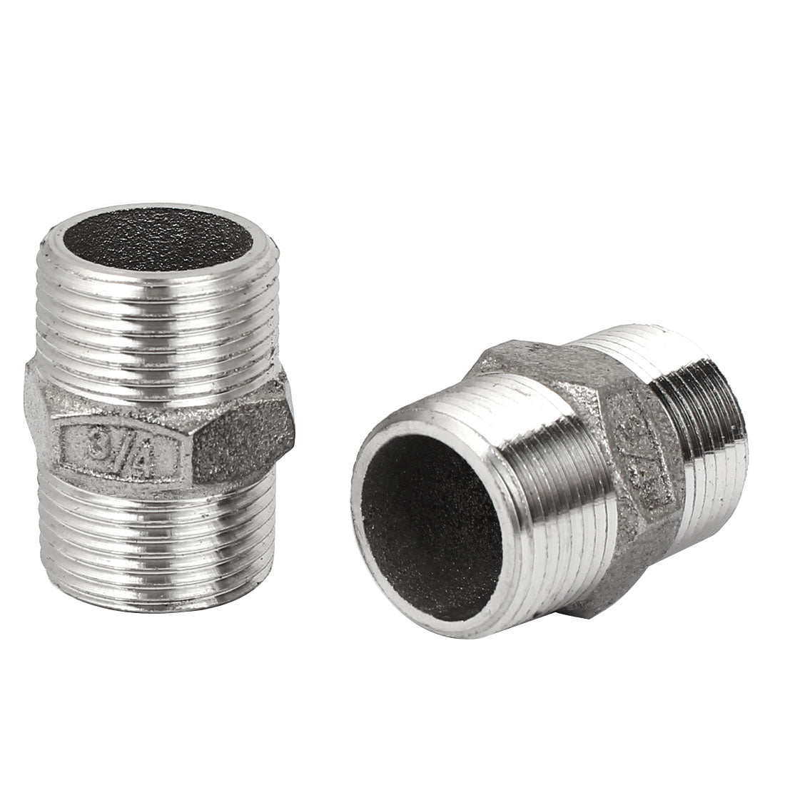 uxcell Uxcell 3/4BSP to 3/4BSP Male Thread Stainless Steel Pipe Hex Reducing Nipple Fitting 2pcs